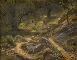 Lot 6158, Auction  111, Waagen, Adalbert, Waldlandschaft mit steinigem Pfad