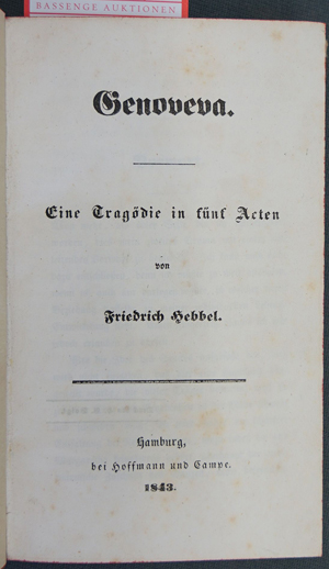Lot 2111, Auction  116, Hebbel, Friedrich, Genoveva + Agnes Bernauer