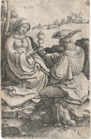 Lot 5793, Auction  123, Leyden, Lucas van, Edelmann und eine Dame in einer Landschaft sitzend