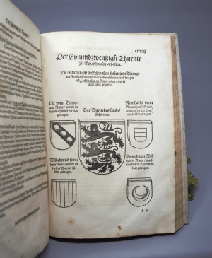 Los 774 - Rüxner, Georg - Anfang, ursprung und herkomen des Thurniers inn Teutscher nation. Simmern, H. Rodler, 1532 - Zweite Ausgabe des zuerst 1530 ebenda erschienen berühmten Turnierbuchs - 7 - thumb