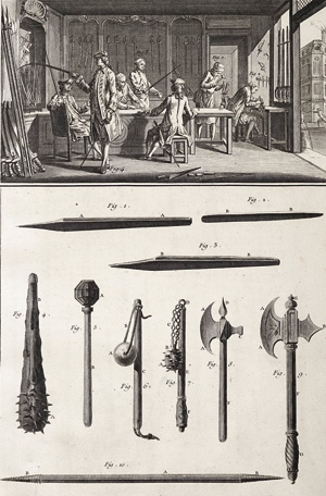 Lot 866, Auction  125, Diderot, Denis und Alembert, Jean-Baptiste de, Encyclopédie. Et economie rustique. Fourbisseur. Paris, Briasson u. a., 1762