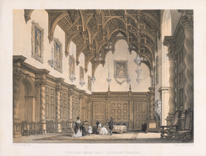 Lot 870, Auction  125, Englische Schlösser, Sammlung von 58 farbigen Lithographien. England um 1880. - Verschiedene Raum-Darstellungen