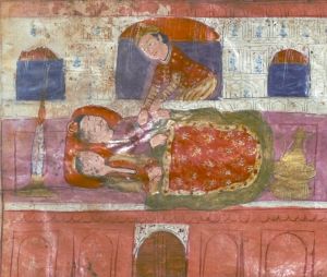 Los 1094 - Nizami, Ganjavi - Khamsa Panj Ganj Farsi-Handschrift im Nastaliq-Duktus mit schwarzer und roter Tinte auf leicht gelatiniertes Büttenpapier - 9 - thumb