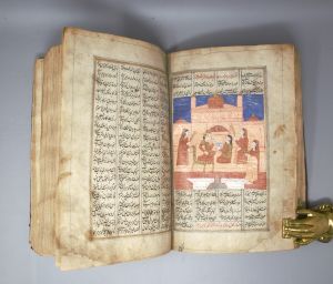 Los 1094 - Nizami, Ganjavi - Khamsa Panj Ganj Farsi-Handschrift im Nastaliq-Duktus mit schwarzer und roter Tinte auf leicht gelatiniertes Büttenpapier - 11 - thumb