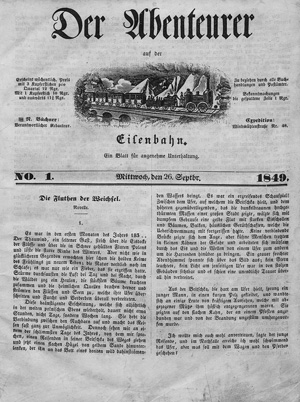 Los 1501 - Abenteurer auf der Eisenbahn, Der - Ein Blatt für angenehme Unterhaltung. Leipzig, F. Andrä, 1849-1850. - Drei Quartalsjahrgänge - 0 - thumb