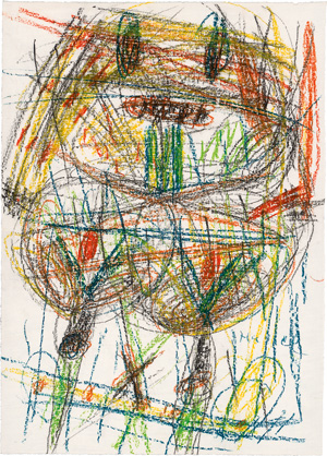 Los 3164 - Hussel, Horst - Figuration in Gelb und Grün. Wachskreide auf Velin. Um 2008. - Signiert - 0 - thumb