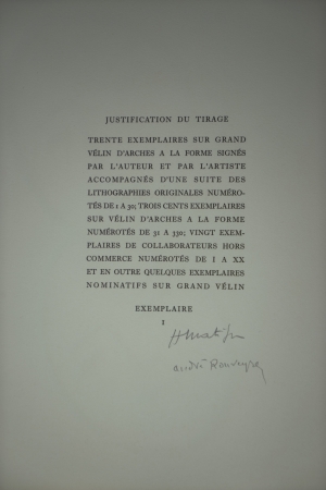 Los 3315 - Rouveyre, André - Apollinaire. Paris, Raisons d'être, 1952. Eines von 30 arabisch nummerierten Exemplaren (Gesamtauflage: 350) auf "...grand velin d'arches" und mit signiertem Druckvermerk vom Autor und vom Künstler - 15 - thumb