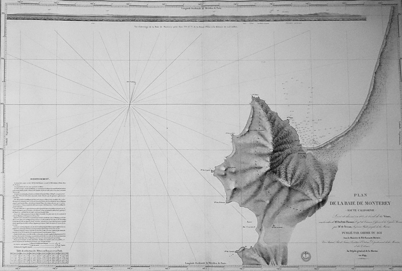 Lot 46, Auction  125, Du Petit-Thouars, Louis-Marie Aubert, Plan de la Baie de Monterey. Kupferkarte. Paris 1844