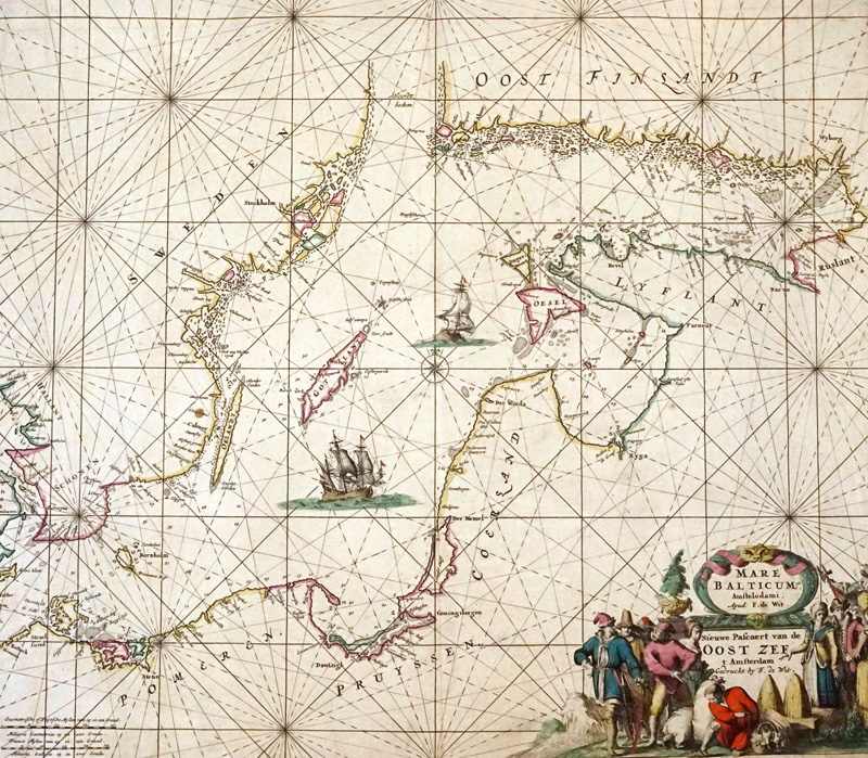 Lot 165, Auction  125, De Wit, Frederik, Mare Balticum. Grenzkolorierte Kupferkarte. Amsterdam, F. de Wit, 1680