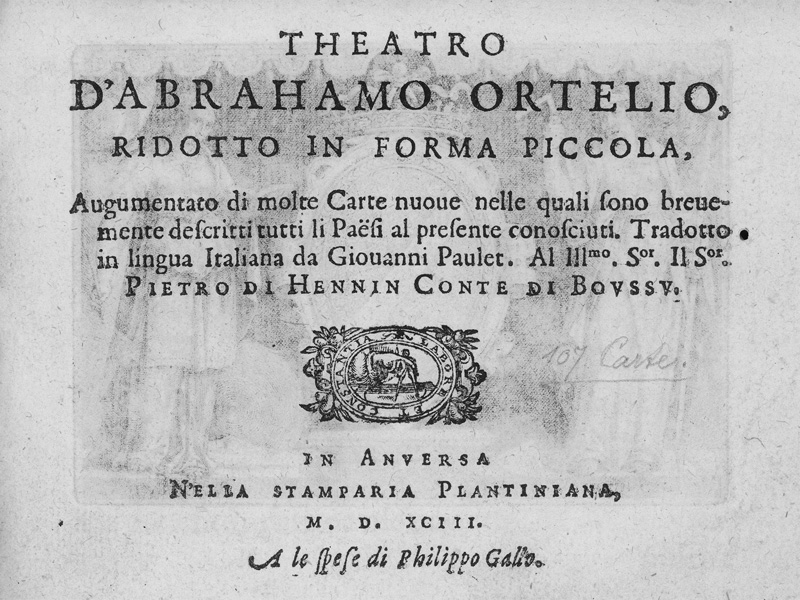 Lot 761, Auction  125, Ortelius, Abraham, Theatro d'Abraham Ortelio, ridotto. Antwerpen, Philippe Galle, 1593. - Erste Ausgabe der verkleinerten Version von "Theatrum orbis terrarum" im Querformat