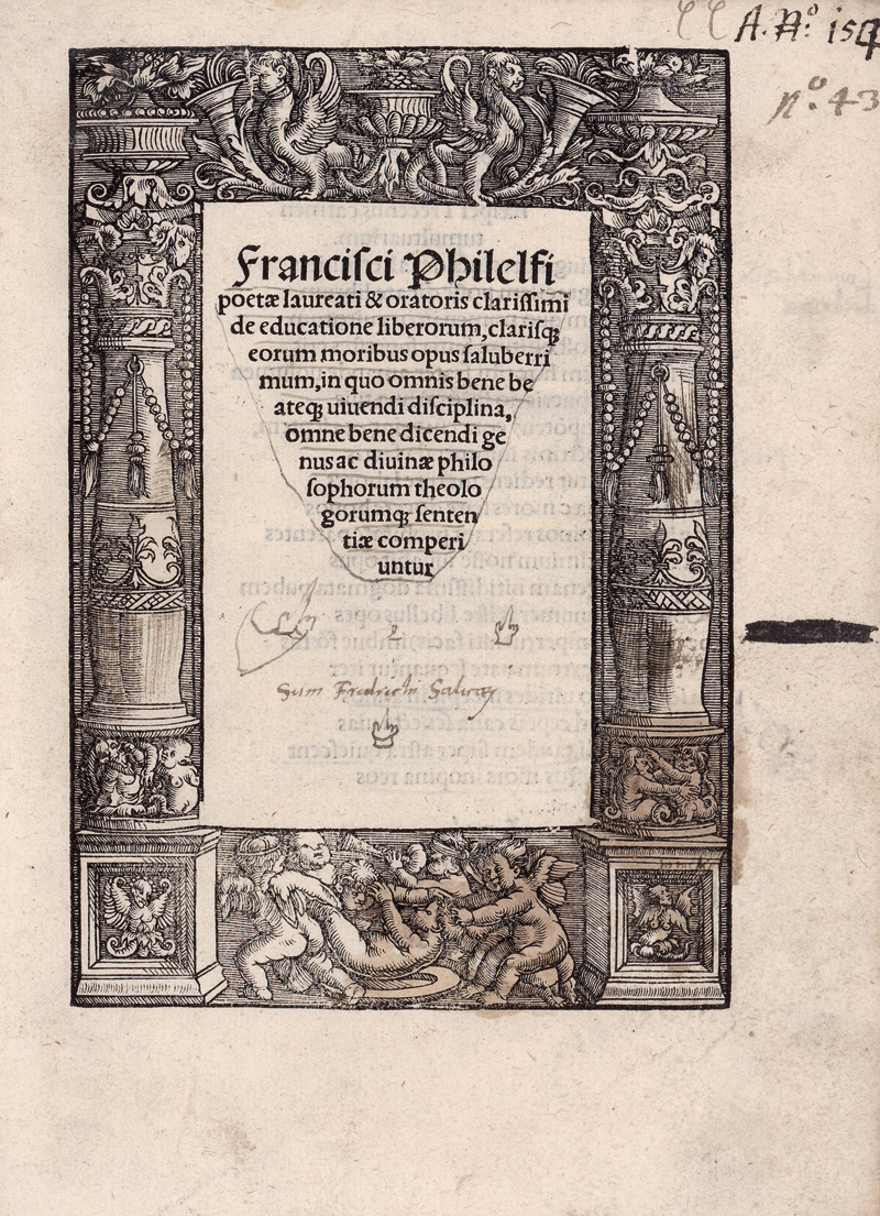 Lot 791, Auction  125, Vegius, Mapheus, De educatione liberorum + Baptista Mantuanus. Bucolica. Tübingen, Thomas Anshelm, September 1515