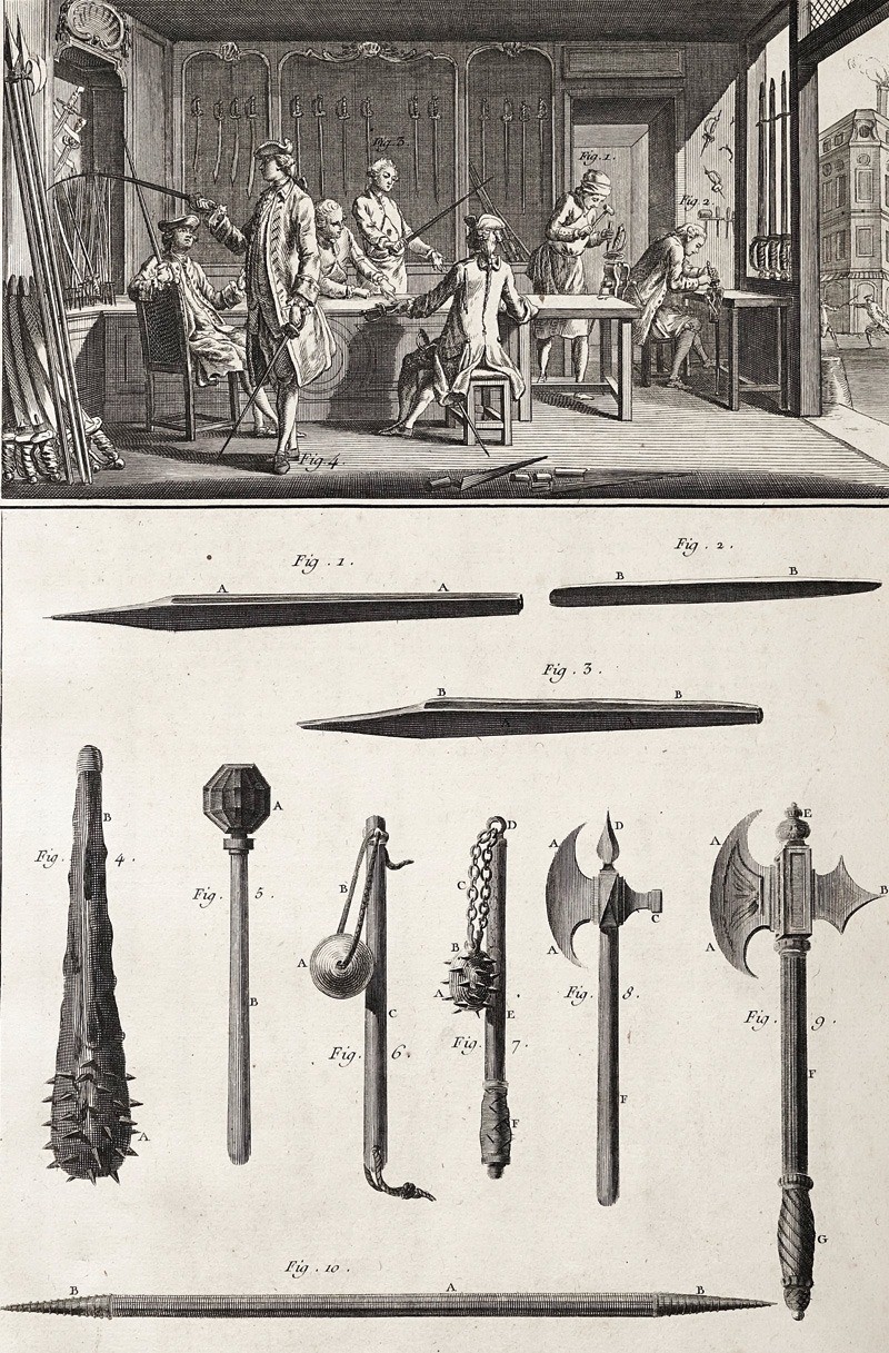 Lot 866, Auction  125, Diderot, Denis und Alembert, Jean-Baptiste de, Encyclopédie. Et economie rustique. Fourbisseur. Paris, Briasson u. a., 1762