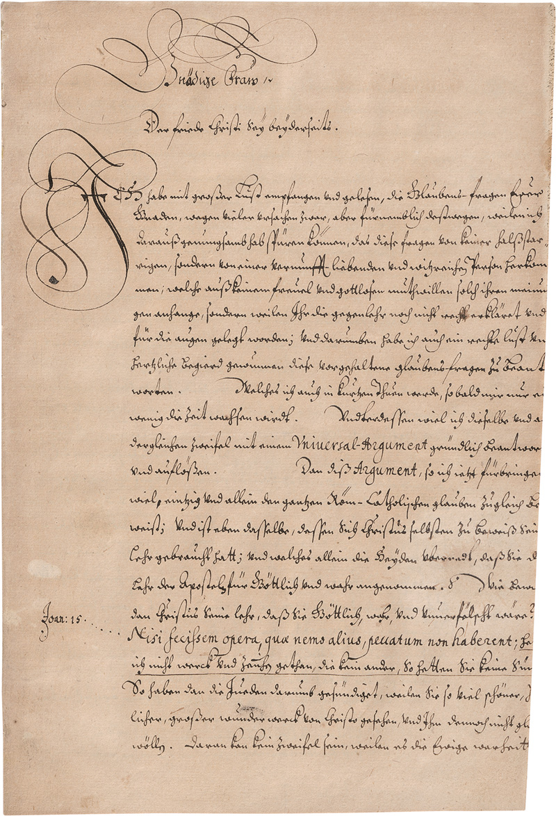 Lot 1053, Auction  125, Conrad, Balthasar, Traktat von der Glaubwürdigkeit und Unverfälschtheit der katholischen Lehre. Deutsche Handschrift auf Papier