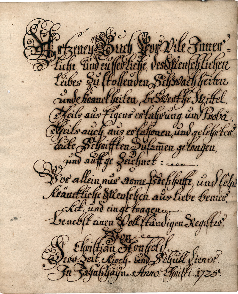 Lot 1064, Auction  125, Arnhold, Christian, Artzeney Buch Vor vile Jinnerliche, und eusserliche, des 