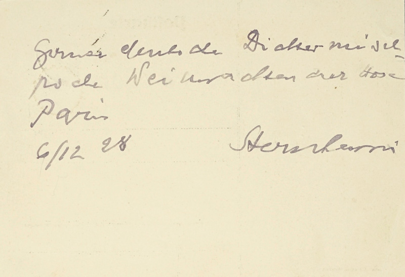 Lot 2055, Auction  125, Sternheim, Carl, Postkarte an das "Berliner Tageblatt". 1928 