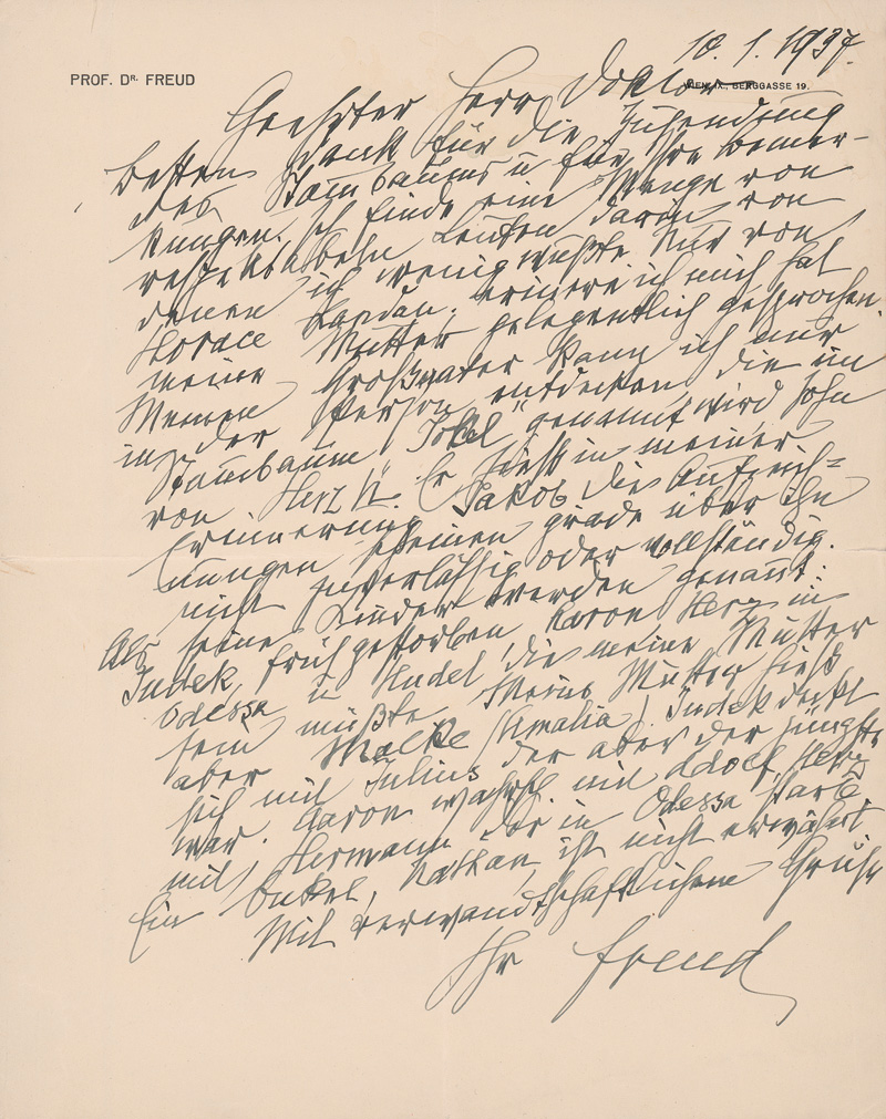 Lot 2062, Auction  125, Freud, Sigmund, Brief füber seine Vorfahren. 1937