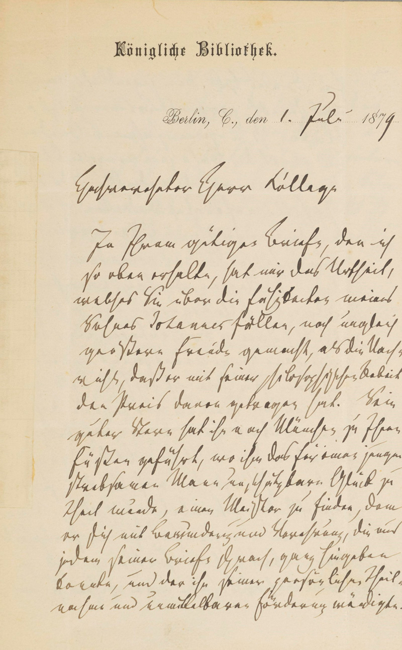 Lot 2066, Auction  125, Lepsius, Karl Richard, Brief an einen Münchener Kollegen. 1879