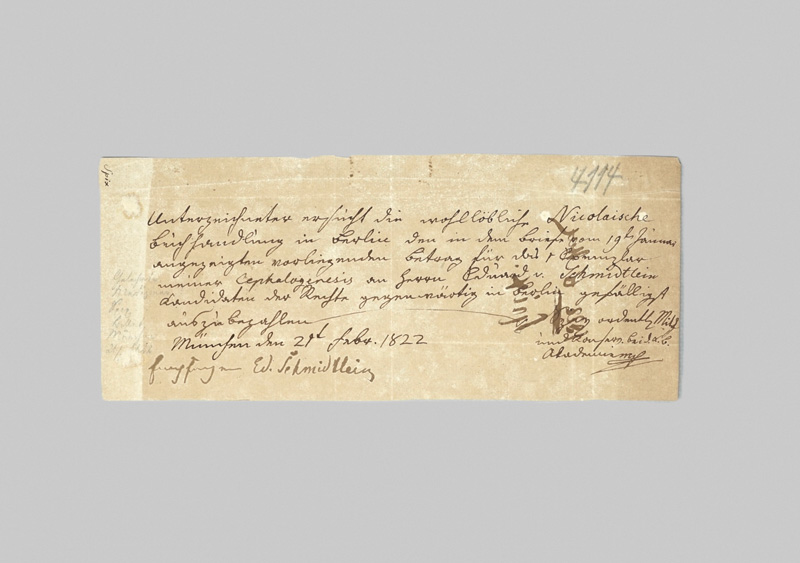 Lot 2077, Auction  125, Spix, Johann Baptist von, Schreiben an die Nicolaische Buchhandlung. 1822 