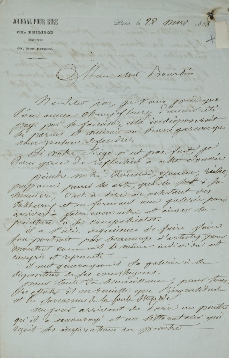 Lot 2144, Auction  125, Philipon, Charles, Brief an Gustave Bourdin. 1858