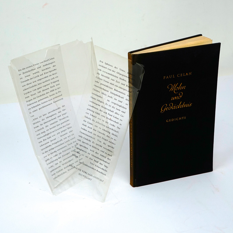 Lot 3056, Auction  125, Celan, Paul, Mohn und Gedächtnis. Stuttgart, Deutsche Verlagsanstalt, 1952. - Erste Ausgabe