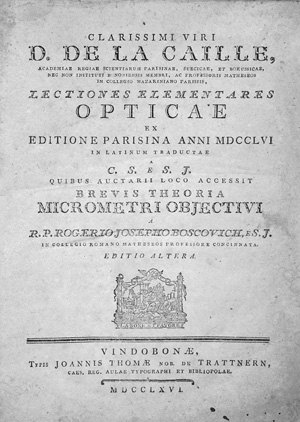 Lot 331, Auction  126, Caille, Nicolas-Louis de la, Lectiones elementares opticae