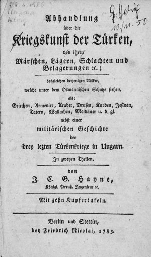 Lot 453, Auction  126, Hayne, J. C. G., Abhandlung über die Kriegskunst der Türken