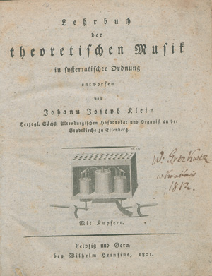 Los 460 - Klein, Johann Joseph - Lehrbuch der theoretischen Musik in systematischer Ordnung - 0 - thumb