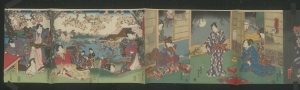 Los 653 - Ukiyo-e Leporello und Kunisada, Utagawa - Album mit 37 Ukiyo-e Farbholzschnitten in 23 Trypticha bzw. Dypticha - 14 - thumb