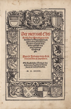 Los 1122 - Eck, Johannes - Der drit Tail christlicher Predigen ann den hohen Festen und hochzeytlichen tagen der hayligen - 1 - thumb
