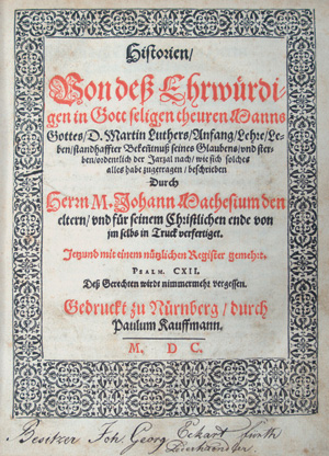 Lot 1163, Auction  126, Mathesius, Johannes, Historien