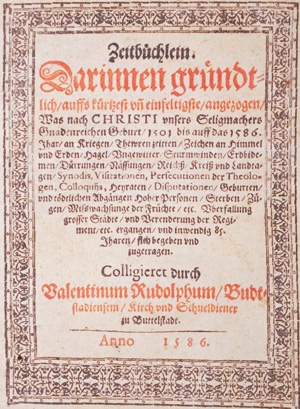 Lot 1185, Auction  126, Rudolph, Valentin, Zeitbüchlein. Darinnen gründtlich auffs kürtzest und einfeltigste angezogen