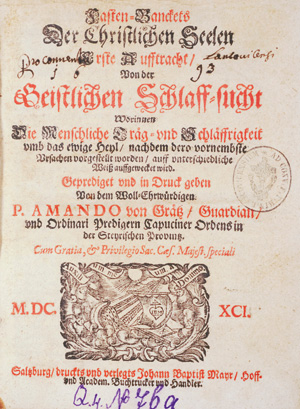 Lot 1213, Auction  126, Graz, Amandus von, Fasten-Banckets der christlichen Seelen