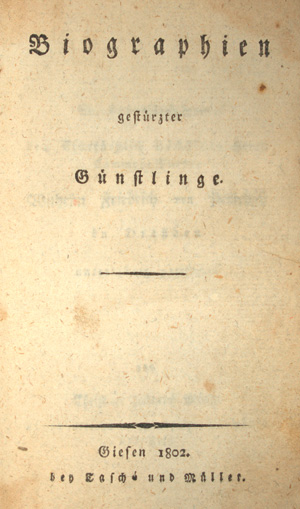 Lot 2075, Auction  126, Möller, Christian Friedrich, Biographien gestürzter Günstlinge