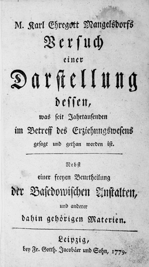 Lot 2132, Auction  126, Mangelsdorff, Karl Ehregott, Versuch einer Darstellung des Erziehungswesens