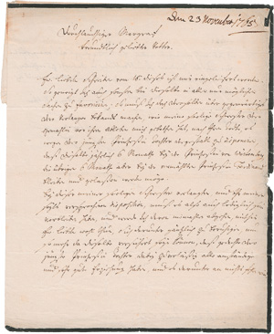 Lot 2581, Auction  126, Friedrich II., der Große, König von Preußen, Brief an den Markgrafen Friedrich Wilhelm von Brandenburg-Schwedt. 1765.