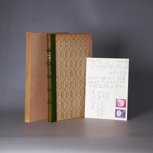 Lot 3208, Auction  126, Jünger, Ernst, Das Haus der Briefe. OHalbleder. Olten 1951. - 100 sign. Exemplare. - Mit Karte von Lieselotte Jünger