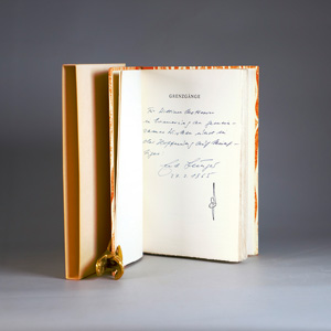 Lot 3225, Auction  126, Jünger, Ernst, Grenzgänge. OHalbleder. Olten 1965. - Mit ganzseitigem eigenhändigen Textzitat von E. J. - 100 Exemplare