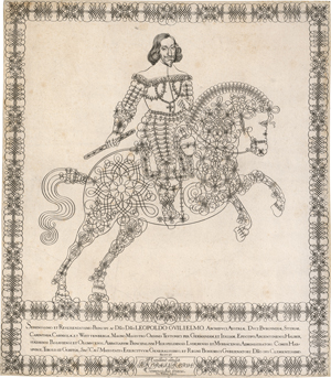 Los 5258 - Widemann, Elias - Schreibmeisterblatt mit dem Bildnis Erzherzoges Leopold Wilhelm zu Pferd - 0 - thumb