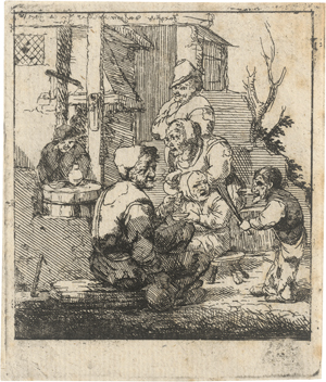Lot 5529, Auction  126, Dassonville, Jacques, Sechs zerlumpte Bauern vor dem Wirtshaus