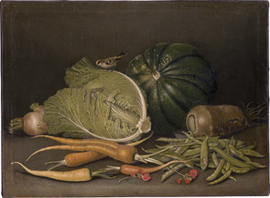 Los 6043 - Beck, Jacob Samuel - Gemüsestillleben mit Weißkohl, Kürbis ...  und einem Fink - 0 - thumb
