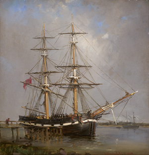 Los 6108 - Brendel, Albert Heinrich - Britischer Zweimaster am Pier in einer Flussmündung - 0 - thumb