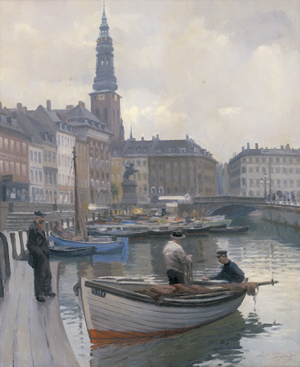 Los 6158 - Bjulf, Søren Christian - Der Gammel Strand im Zentrum von Kopenhagen mit St. Nikolai im Hintergrund - 0 - thumb