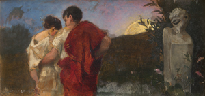 Los 6179 - Lang, Josef Adolf - Römische Nacht: Liebespaar bei Vollmond im Garten mit lachender Pansherme - 0 - thumb