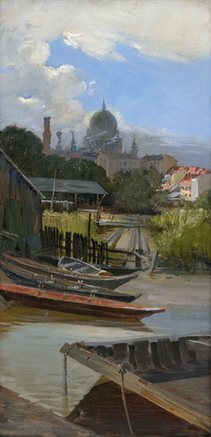 Los 6196 - Jacob d. J., Julius - zugeschrieben - Die Potsdamer Vorstadt vom Wasser aus gesehen mit Blick auf die Nikolaikirche - 0 - thumb