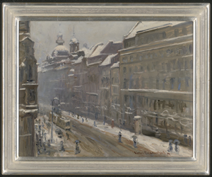 Los 6202 - Markewitsch, Viktor - Winterliche Straße in Prag (wohl auf der Kleinseite mit St. Nikolaus in Hintergrund) - 1 - thumb