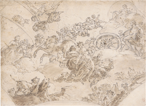 Los 6561 - Italienisch - 18. Jh. Entwurf für eine Deckenmalerei mit allegorischen Figuren, Putten und Motiven aus der Mythologie - 0 - thumb