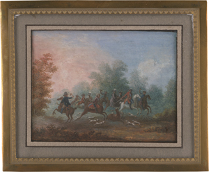 Lot 6586, Auction  126, Blarenberghe, Louis-Nicolas van - Umkreis, Kleine Landschaft mit Hirschjagd