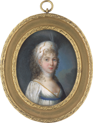 Lot 6617, Auction  126, Schwartz, Johann Christian August - Umkreis, Bildnis der Kronprinzssin Luise in weißem Chemise-Kleid