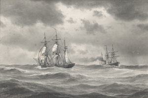 Lot 6645, Auction  126, Baagøe, Carl Emil, Zwei Segelschiffe auf hoher See. 