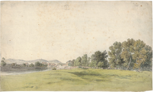 Lot 6678, Auction  126, Österreichisch, 1825. Der Wiener Prater mit dem Donaukanal unweit des Palais Rasumofsky